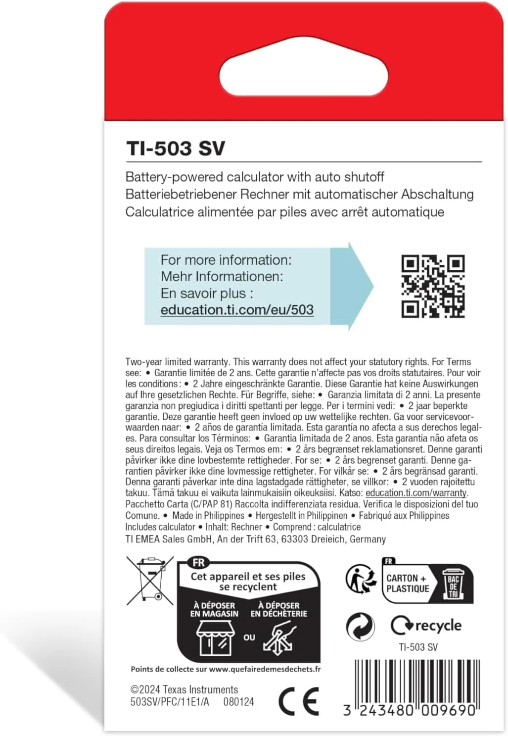ماشین حساب استاندارد تگزاس اینسترومنتس مدل TI-503 SV 503SV/FBL/2L1 ماشین حساب استاندارد تگزاس اینسترومنتس مدل TI-503 SV 503SV/FBL/2L1