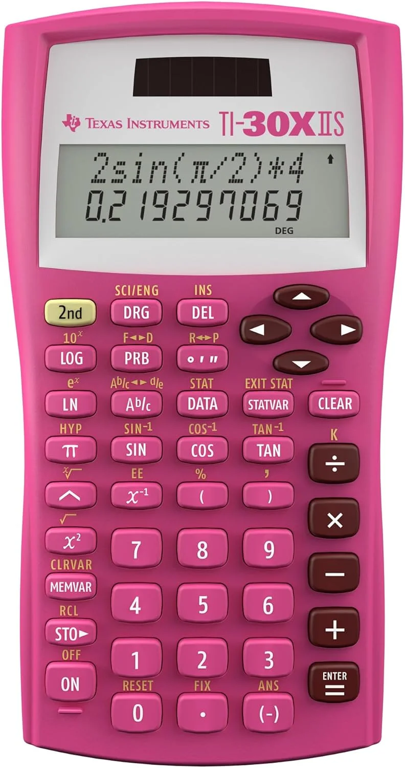 ماشین حساب علمی دو خطی تگزاس اینسترومنتس TI-30X IIS، صورتی