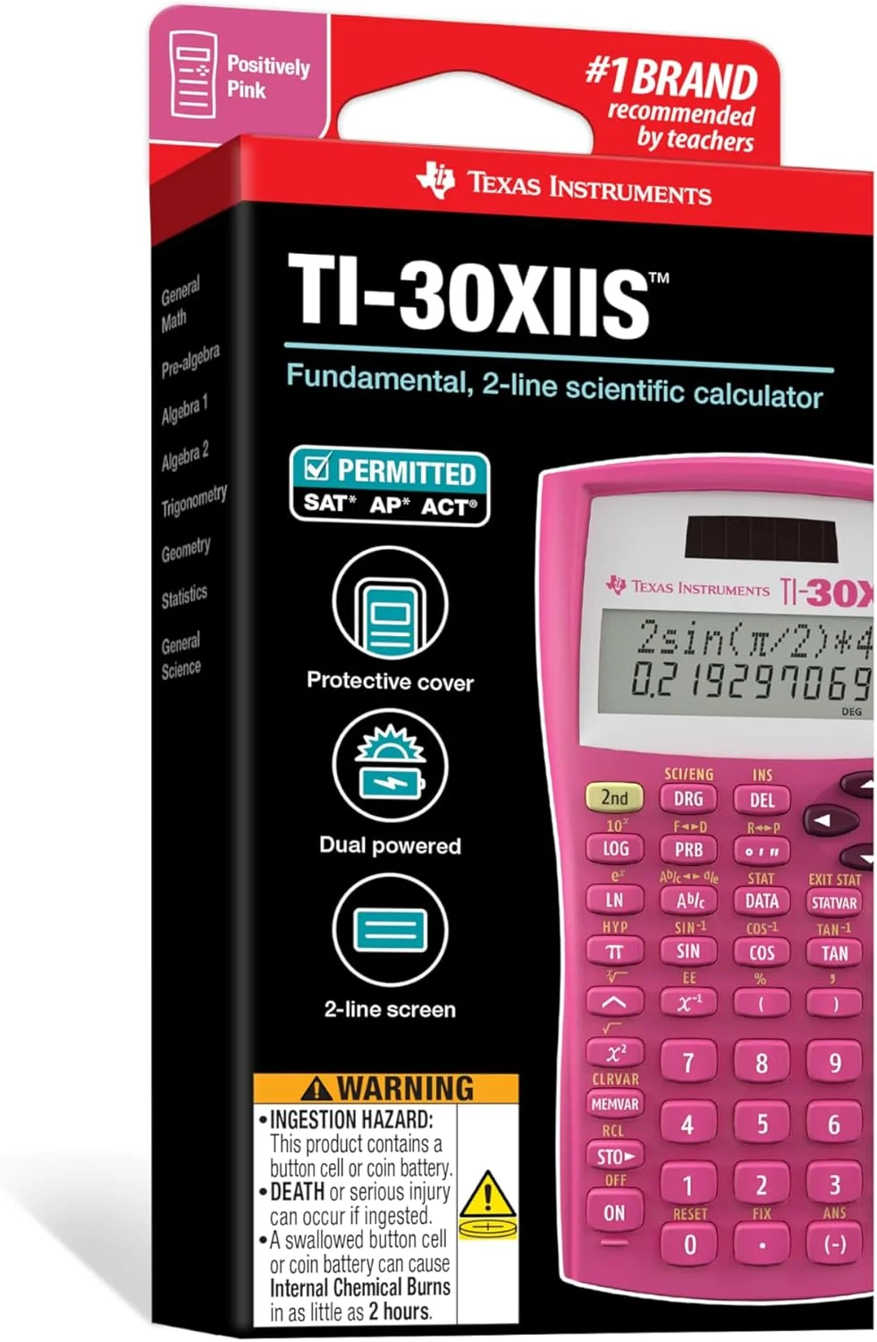 ماشین حساب علمی دو خطی تگزاس اینسترومنتس TI-30X IIS، صورتی ماشین حساب علمی دو خطی تگزاس اینسترومنتس TI-30X IIS، صورتی