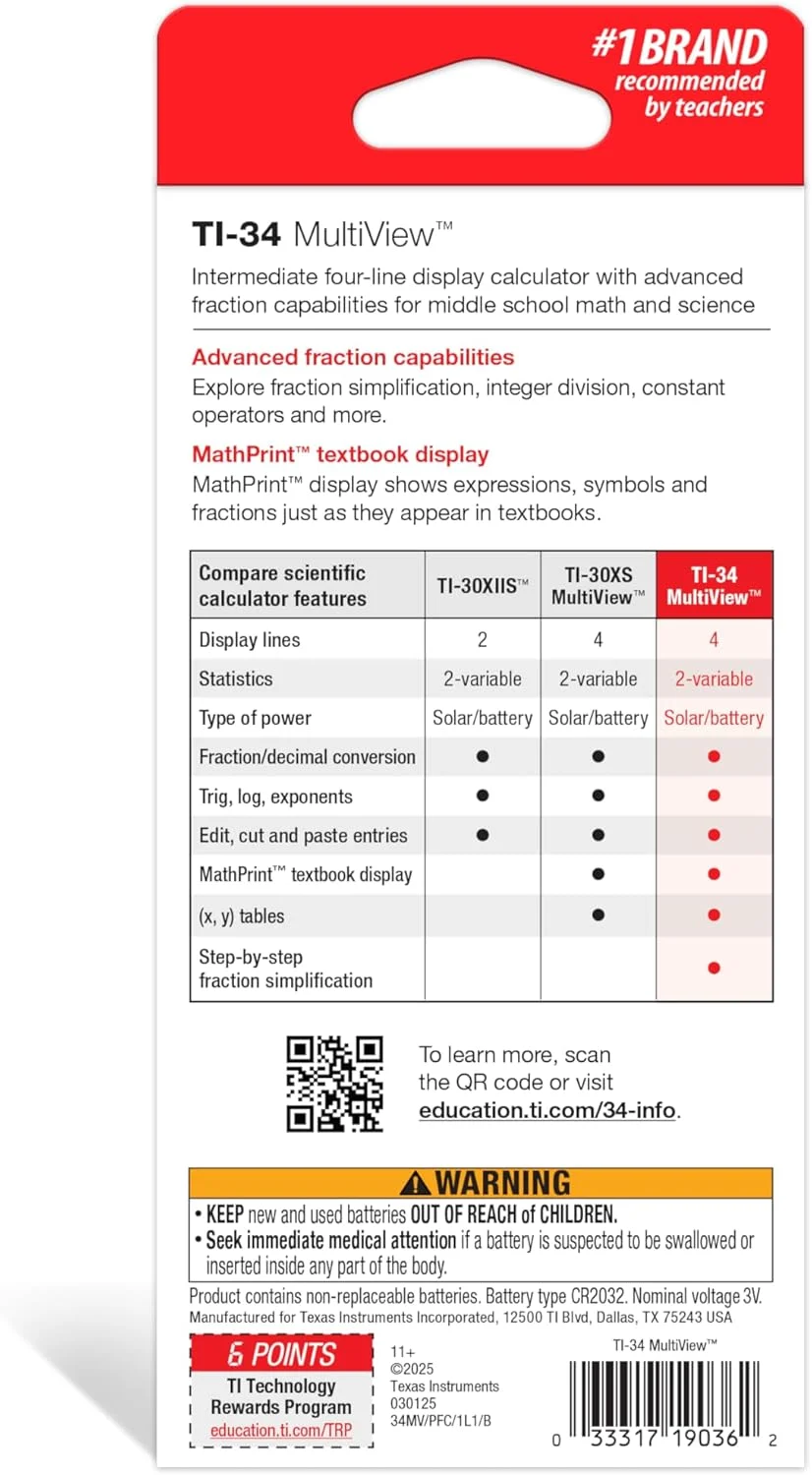 ماشین حساب علمی تگزاس اینسترومنتس TI-34 MultiView ماشین حساب علمی تگزاس اینسترومنتس TI-34 MultiView