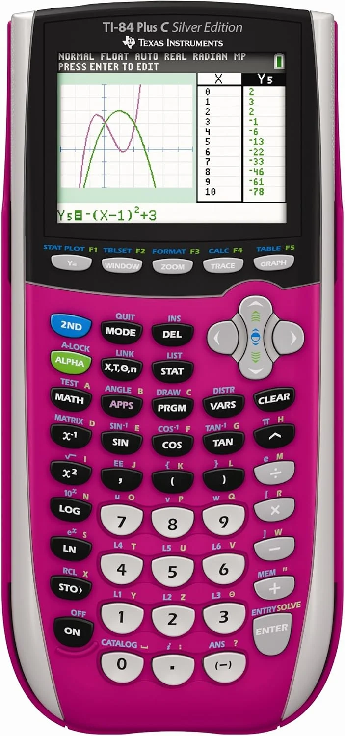 ماشین حساب گرافیکی تگزاس اینسترومنتس TI-84 Plus C Silver Edition، صورتی (به روز شده)