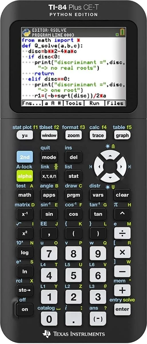بسته اقتصادی ماشین حساب آبی رنگ تگزاس اینسترومنتس Calcuso به همراه ماشین حساب گرافیکی TI-84 Plus CE-T Python Edition