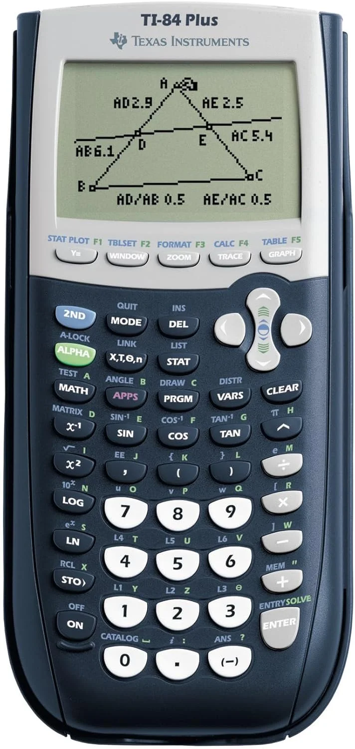 ماشین حساب گرافیکی تگزاس اینسترومنتس TI-84 Plus، نمایشگر 8 خطی، حافظه، نمایش دو بعدی، آبی تیره