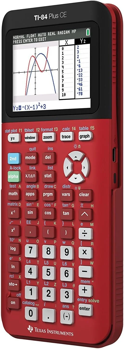 ماشین حساب گرافیکی تگزاس اینسترومنتس TI-84 Plus CE قرمز رادیکال ماشین حساب گرافیکی تگزاس اینسترومنتس TI-84 Plus CE قرمز رادیکال