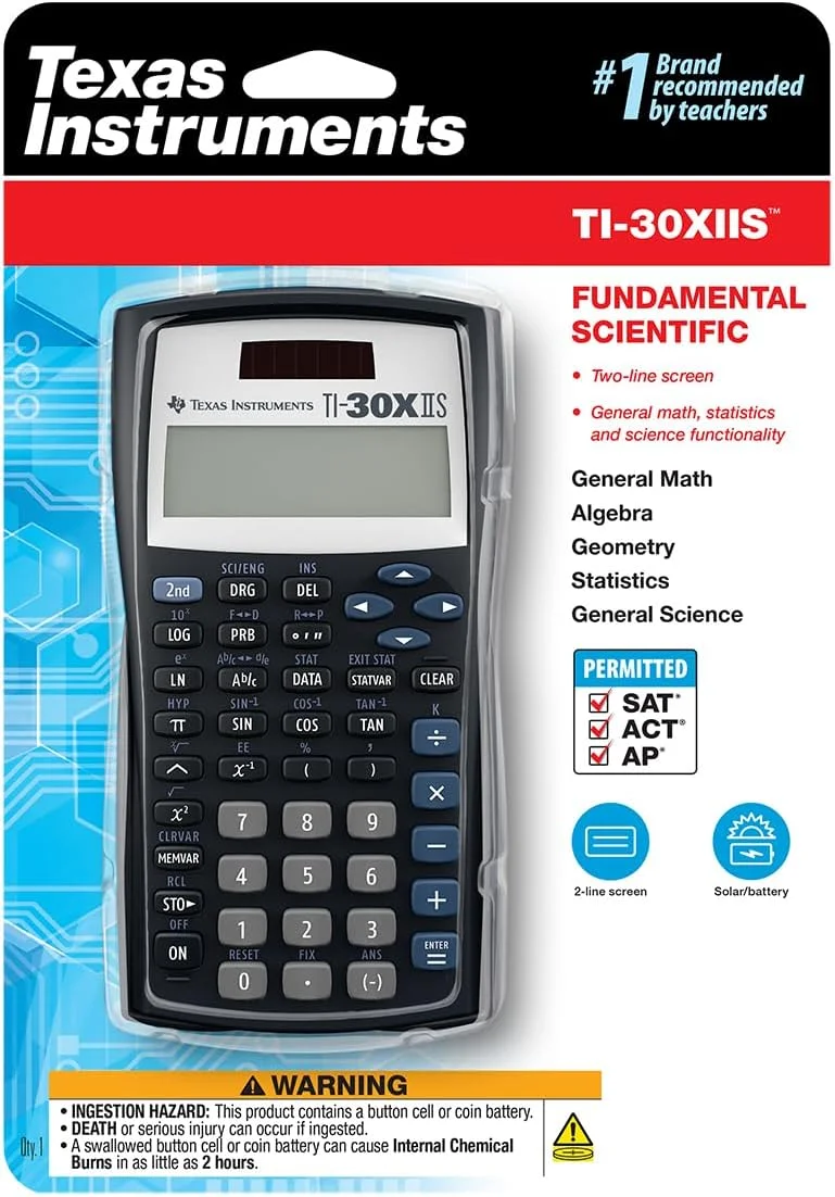 ماشین حساب علمی تگزاس اینسترومنتس TI-30XIIS، مشکی، 1 بسته ماشین حساب علمی تگزاس اینسترومنتس TI-30XIIS، مشکی، 1 بسته