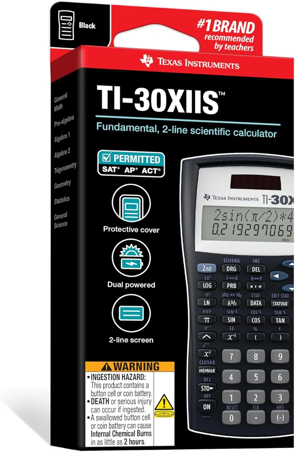 ماشین حساب علمی تگزاس اینسترومنتس TI-30XIIS، مشکی، 1 بسته ماشین حساب علمی تگزاس اینسترومنتس TI-30XIIS، مشکی، 1 بسته