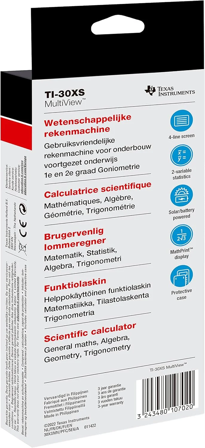 ماشین حساب مدرسه ای Texas Instruments TI-30XS MultiView (نمایشگر تا 4 خط، با انرژی خورشیدی و باتری) ماشین حساب مدرسه ای Texas Instruments TI-30XS MultiView (نمایشگر تا 4 خط، با انرژی خورشیدی و باتری)