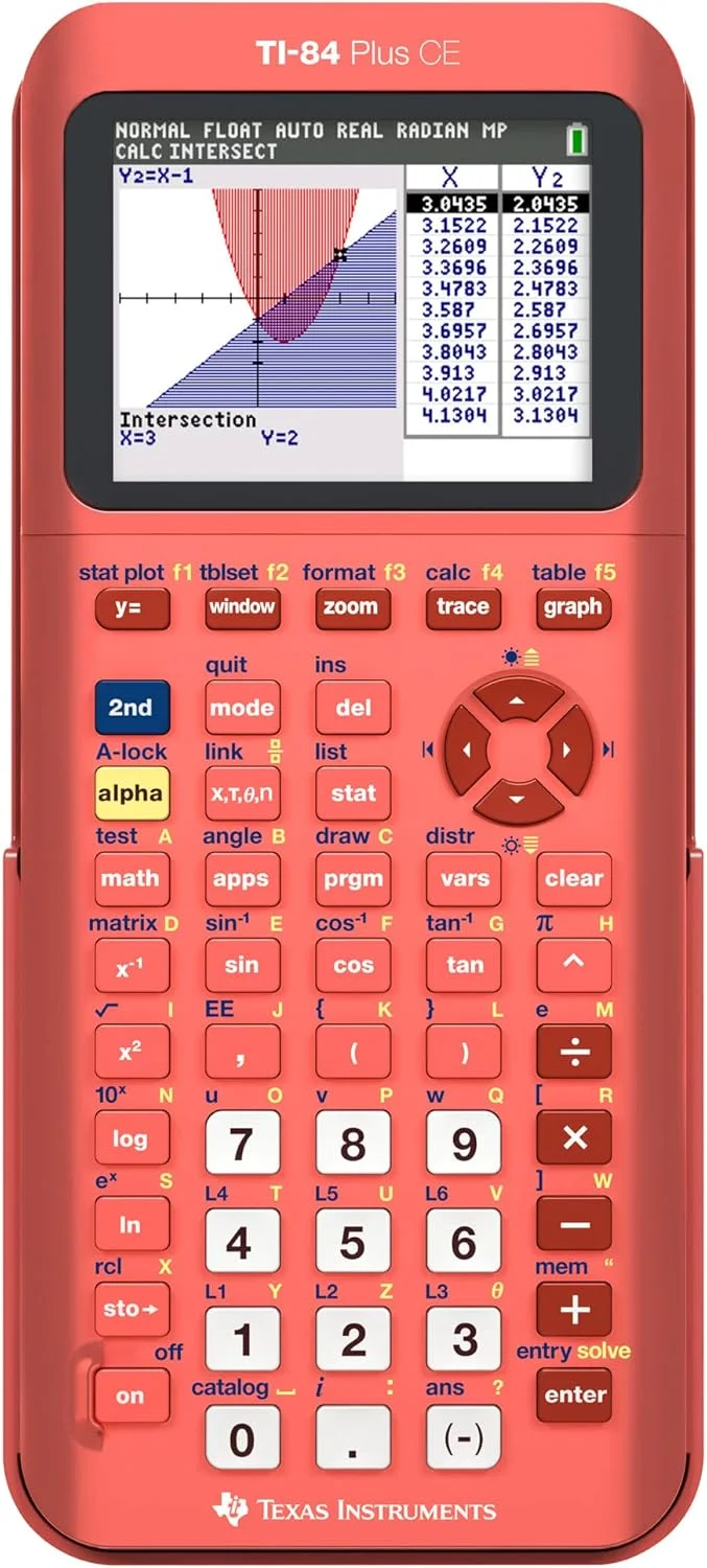 ماشین حساب گرافیکی رنگی تگزاس اینسترومنتس مدل TI-84 Plus CE، مرجانی (متالیک)
