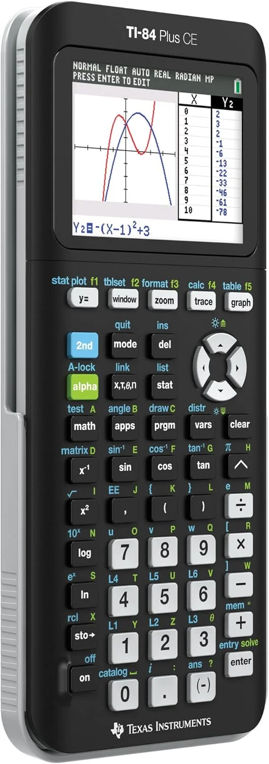 ماشین حساب گرافیکی تگزاس اینسترومنتس TI-84 PLUS CE، مشکی (بسته بندی بدون دردسر) (84PLCE/PWB/2L1/A) ماشین حساب گرافیکی تگزاس اینسترومنتس TI-84 PLUS CE، مشکی (بسته بندی بدون دردسر) (84PLCE/PWB/2L1/A)