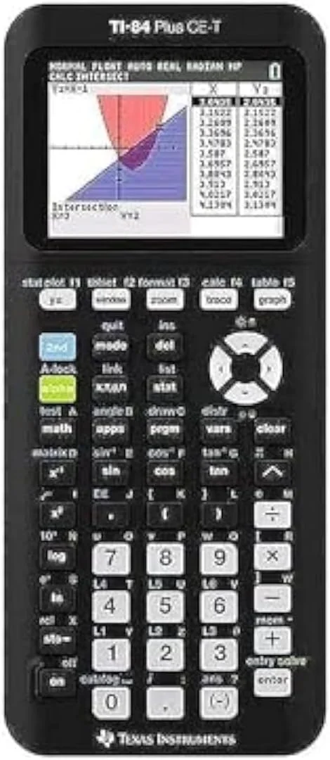 ماشین حساب گرافیکی TEXAS INSTRUMENTS TI-84 Plus CE-T، 14 رقمی، 10 خطی 16 بیتی (320 X 240 پیکسل)، سیاه/سفید
