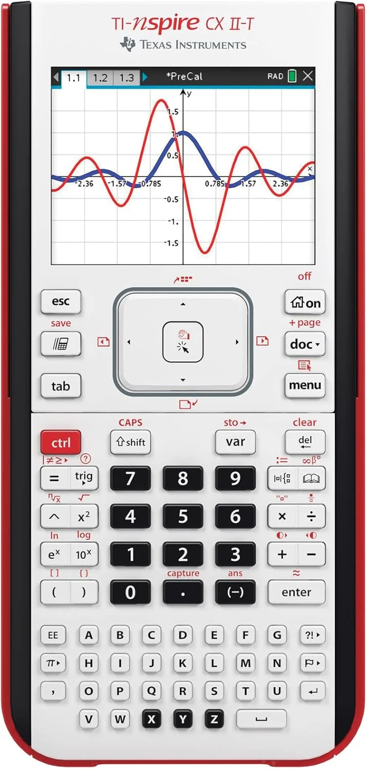 ماشین حساب دیجیتال TEXAS INSTRUMENTS TI-Nspire CX II-T | E/D/I/NL/P/F، باتری، USB، نرم افزار، سفید