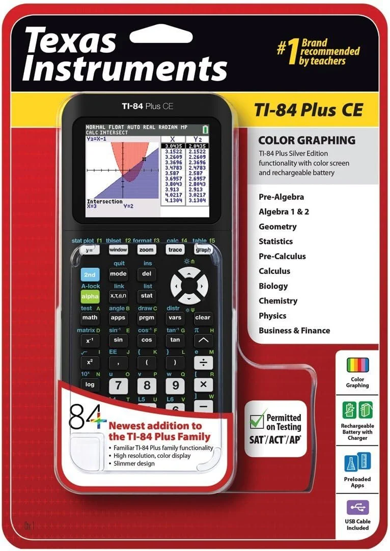 ماشین حساب تگزاس اینسترومنتس TI-84 Plus CE، مشکی