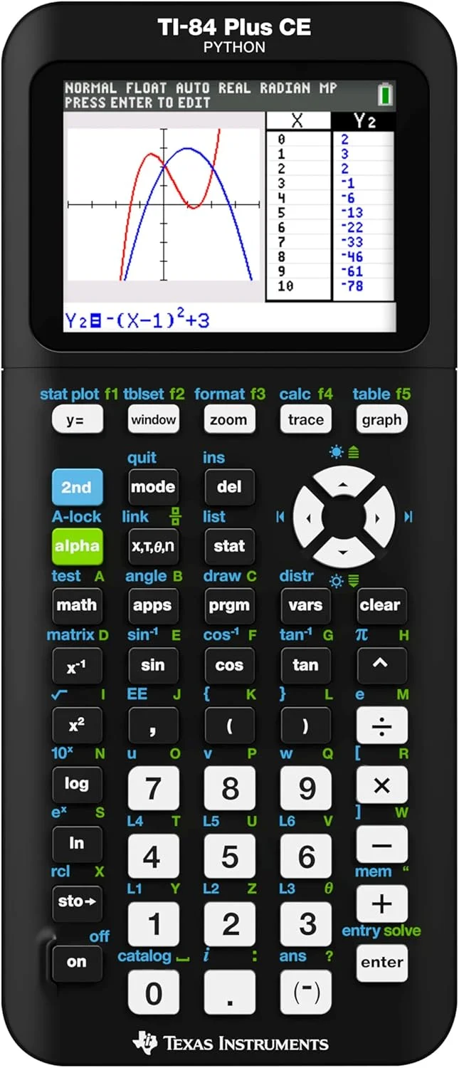 ماشین حساب گرافیکی تگزاس اینسترومنتس مدل TI-84 Plus CE، مشکی 7.5 اینچ