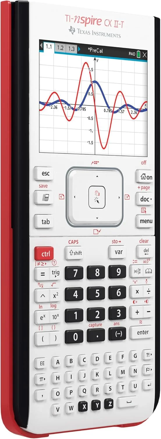 ماشین حساب دیجیتال TEXAS INSTRUMENTS TI-Nspire CX II-T | E/D/I/NL/P/F، باتری، USB، نرم افزار، سفید