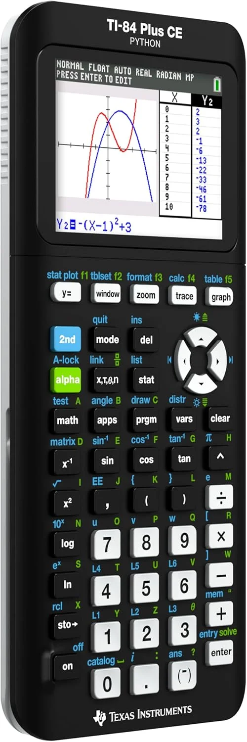 ماشین حساب گرافیکی تگزاس اینسترومنتس مدل TI-84 Plus CE، مشکی 7.5 اینچ ماشین حساب گرافیکی تگزاس اینسترومنتس مدل TI-84 Plus CE، مشکی 7.5 اینچ