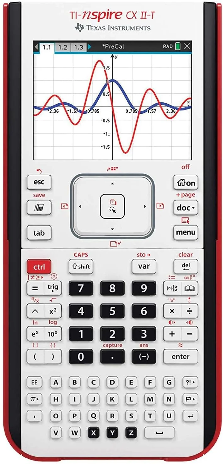 ماشین حساب دیجیتال TEXAS INSTRUMENTS TI-Nspire CX II-T | E/D/I/NL/P/F، باتری، USB، نرم افزار، سفید