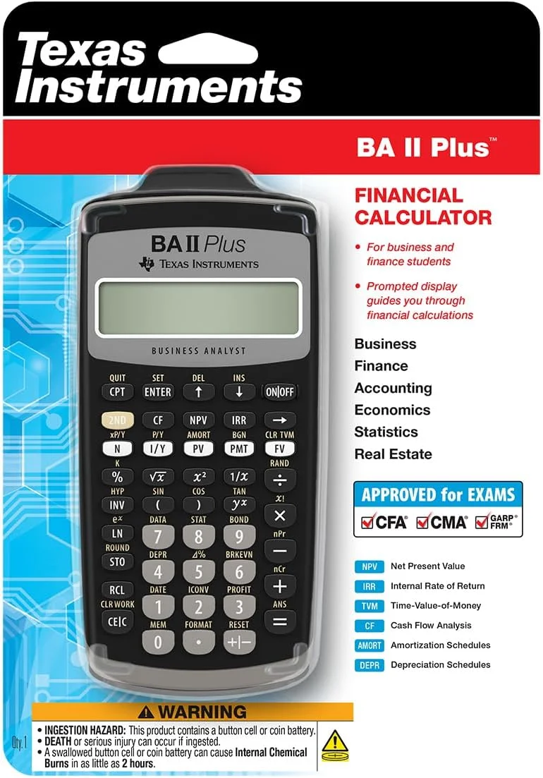 ماشین حساب مالی تگزاس اینسترومنتس BA II Plus ماشین حساب مالی تگزاس اینسترومنتس BA II Plus