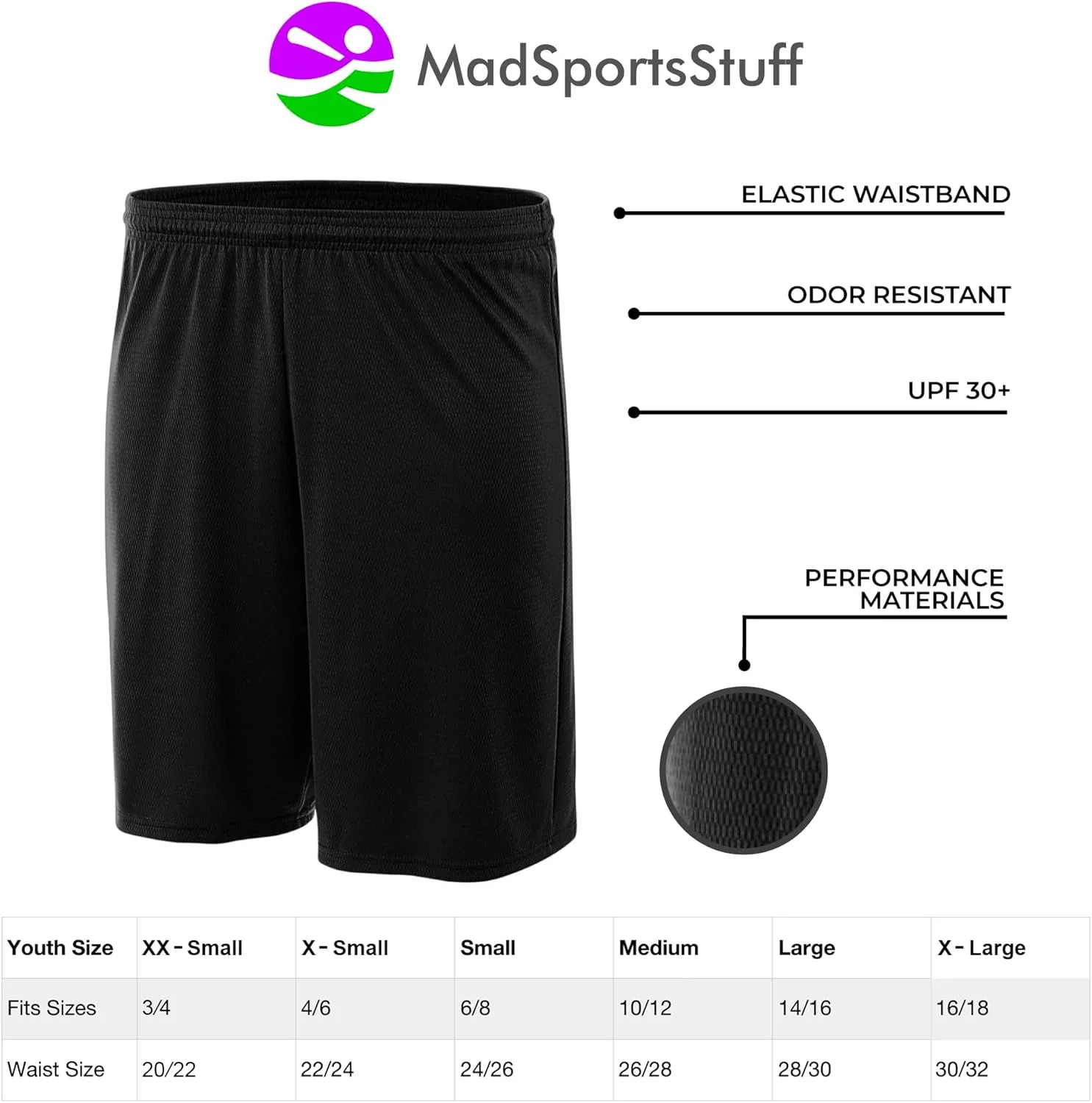 MadSportsStuff (کوچک، مشکی) - شورت ورزشی پسرانه جوانان برای بسکتبال فوتبال و فوتبال MadSportsStuff (کوچک، مشکی) - شورت ورزشی پسرانه جوانان برای بسکتبال فوتبال و فوتبال