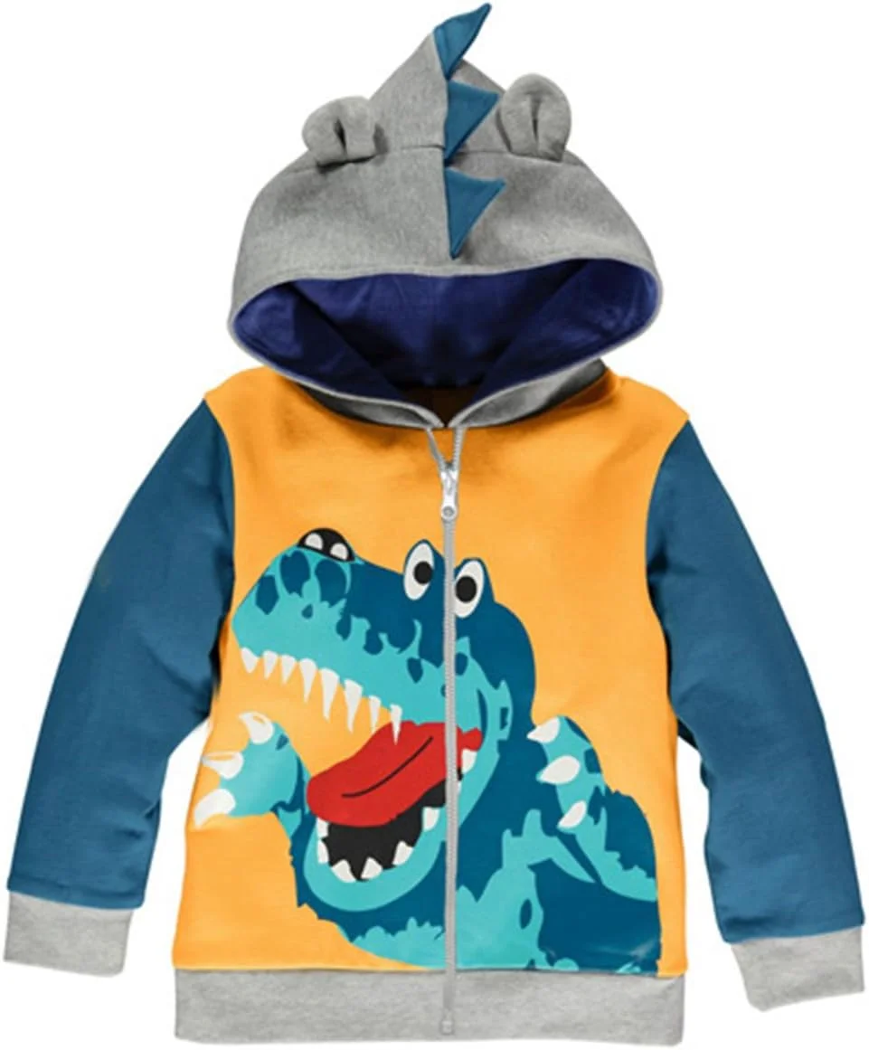 LitBud Toddler Boys Jacket Cartoon Dinosaur Animal Zipper Packaway Spring Autumn Hoodies Coat for Kids 1-7 Years LitBud Toddler Boys Jacket Cartoon Dinosaur Animal Zipper Packaway Spring Autumn Hoodies Coat for Kids 1-7 Years