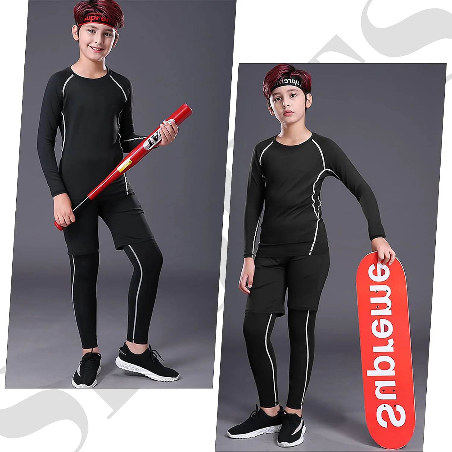 ست لباس زیر فشاری بچه گانه Laughhe، لباس زیر ورزشی پسرانه دخترانه، ست لایه پایه تاپ، لباس ورزشی سریع خشک شونده برای تمرین فوتبال، دویدن، پیاده روی ست لباس زیر فشاری بچه گانه Laughhe، لباس زیر ورزشی پسرانه دخترانه، ست لایه پایه تاپ، لباس ورزشی سریع خشک شونده برای تمرین فوتبال، دویدن، پیاده روی