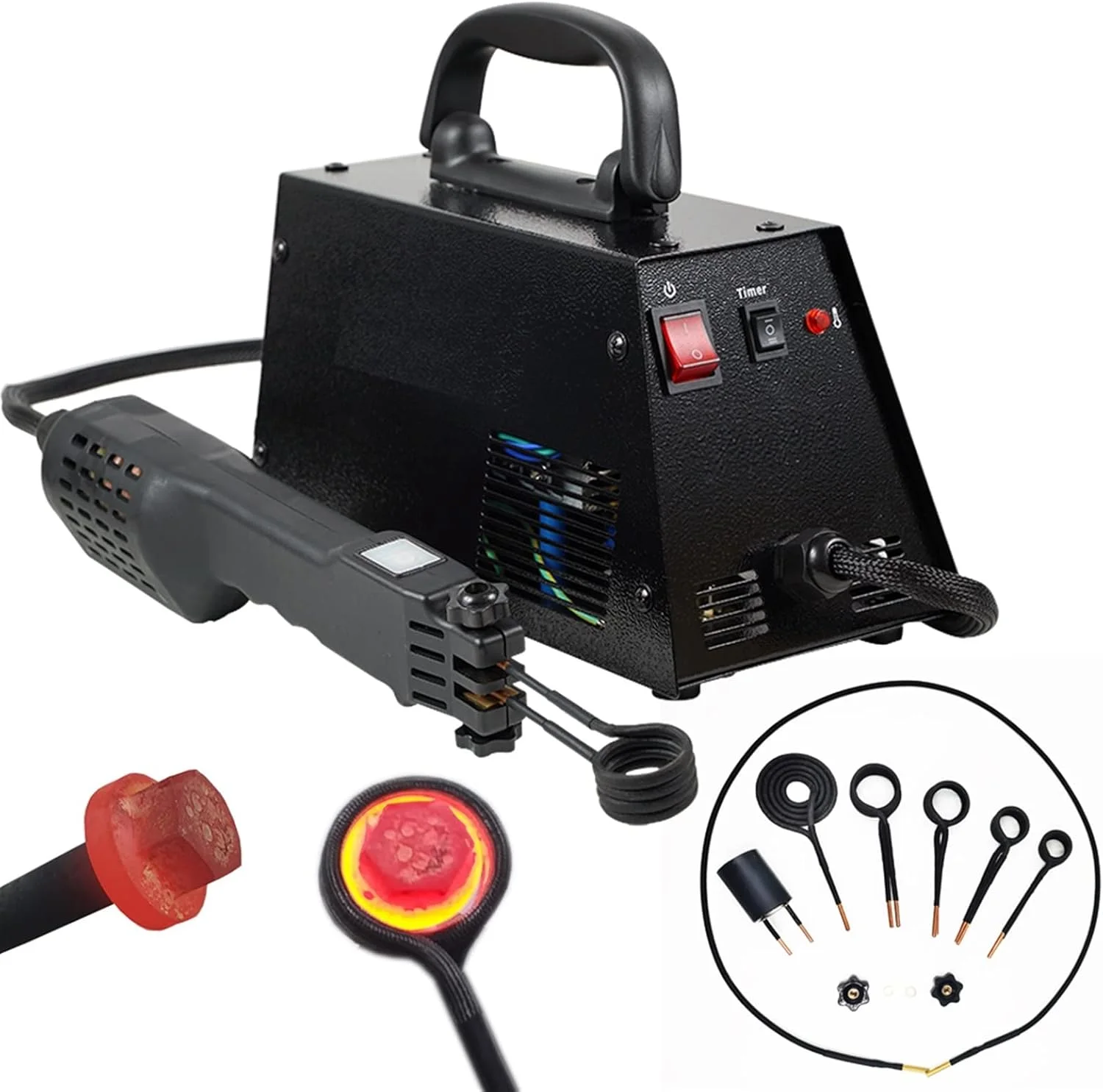 دستگاه گرمکن القایی JAHLGT Coil heater Machine 2KVA، مینی گرمکن القایی بدون شعله دستی با کیت های کویل برای دستگاه پیچ