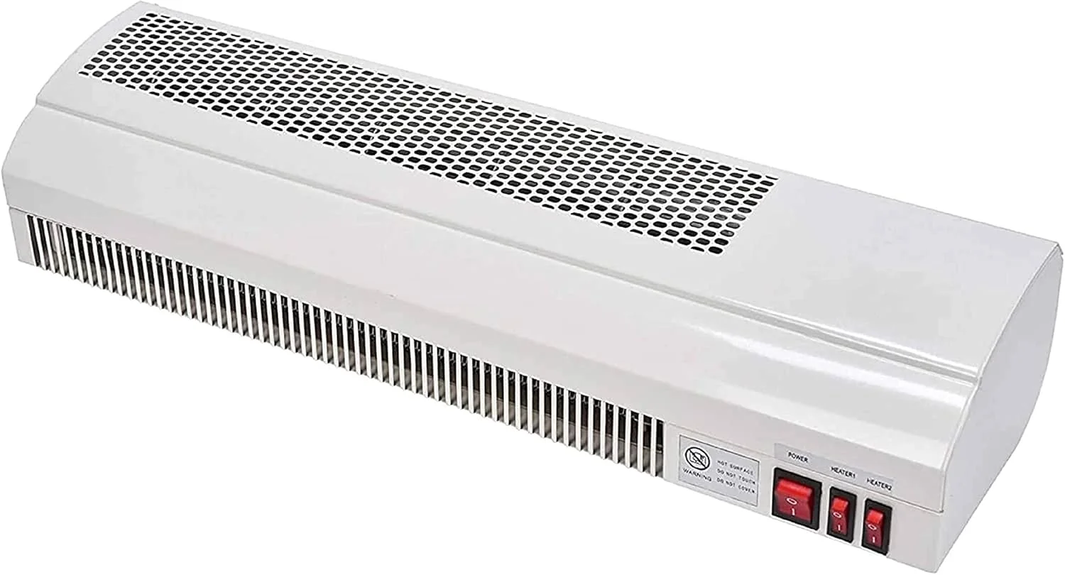 پرده هوای برقی بالای درب Devola 3kW | تشخیص پنجره باز | آویز سقفی، نصب دیواری یا اتصال | 2 تنظیمات گرمایش (1.5 کیلووات و 3 کیلووات)، بخاری و خنک کننده فن داخلی، سفید DVSH3000WH