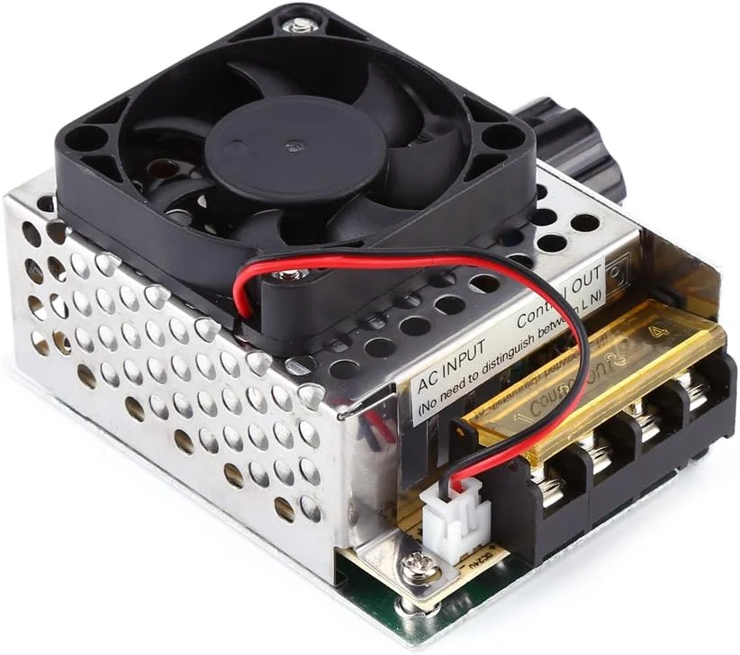 کنترلر SCR مدل OVAQUIXI، کنترل کننده سرعت موتور و دیمر دما با توان بالا AC 220V 4000W SCR به همراه فن برای لوازم برقی