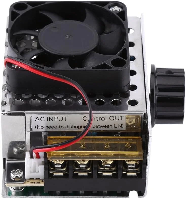 کنترلر SCR مدل OVAQUIXI، کنترل کننده سرعت موتور و دیمر دما با توان بالا AC 220V 4000W SCR به همراه فن برای لوازم برقی کنترلر SCR مدل OVAQUIXI، کنترل کننده سرعت موتور و دیمر دما با توان بالا AC 220V 4000W SCR به همراه فن برای لوازم برقی