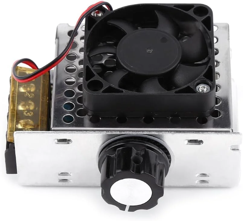 کنترلر SCR مدل OVAQUIXI، کنترل کننده سرعت موتور و دیمر دما با توان بالا AC 220V 4000W SCR به همراه فن برای لوازم برقی کنترلر SCR مدل OVAQUIXI، کنترل کننده سرعت موتور و دیمر دما با توان بالا AC 220V 4000W SCR به همراه فن برای لوازم برقی