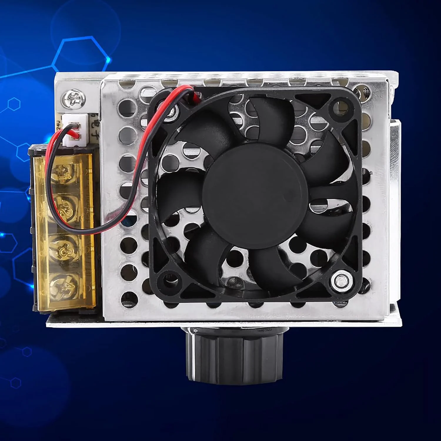 کنترلر SCR مدل OVAQUIXI، کنترل کننده سرعت موتور و دیمر دما با توان بالا AC 220V 4000W SCR به همراه فن برای لوازم برقی کنترلر SCR مدل OVAQUIXI، کنترل کننده سرعت موتور و دیمر دما با توان بالا AC 220V 4000W SCR به همراه فن برای لوازم برقی