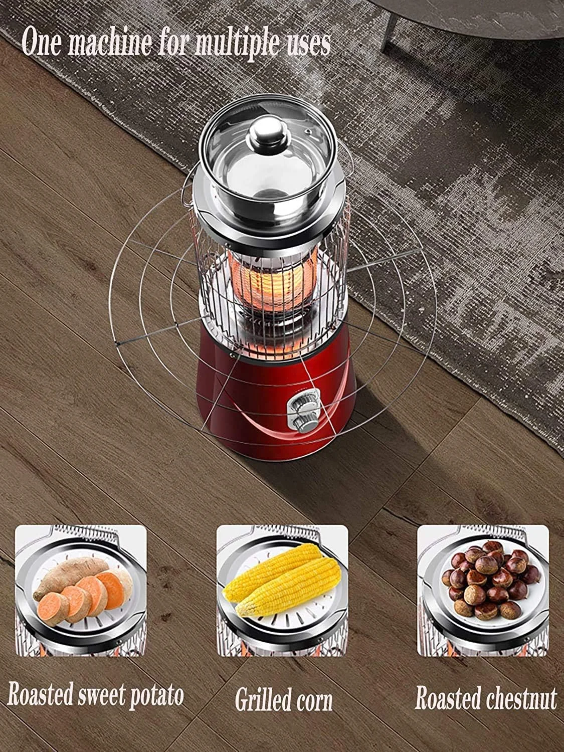 بخاری برقی تراس فضای باز ARAST - گرمایش با دسته، گرمایش خارجی، بخاری برقی پاسیو با قابلیت جابجایی آسان، بخاری پاسیو گازی با اتلاف حرارت سرامیکی، سفید LEOWE