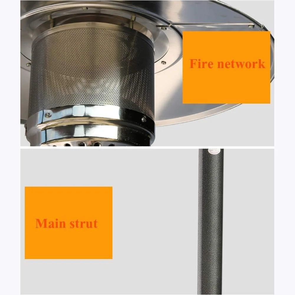 بخاری فضای باز قارچی WSN 50000 BTU، استیل ضد زنگ ضد سوختگی ضد آب گازی تجاری قابل حمل ترموپاتیوی 2.5 متری