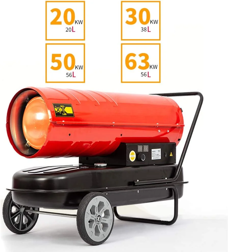 بخاری سوخت صنعتی NDYJFLB، فن های صنعتی بخاری. گرمایش 20 کیلو وات 30 کیلو وات نفت سفید/دیزل برای فضاهای قابل حمل در کارخانه ها، کارگاه ها، گاراژها، مزارع، انبارها