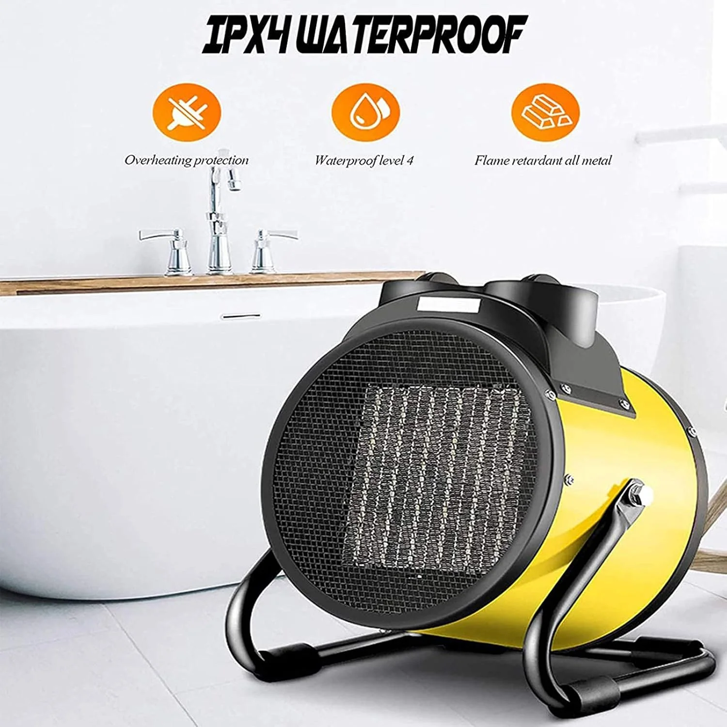 هیتر فن دار SSCYHT 3000w 220v قابل حمل صنعتی، ضد آب IPX4 با سر قابل تنظیم شیب دار برای گاراژ، کارخانه، زیرزمین و استفاده در فضای باز، خاکستری هیتر فن دار SSCYHT 3000w 220v قابل حمل صنعتی، ضد آب IPX4 با سر قابل تنظیم شیب دار برای گاراژ، کارخانه، زیرزمین و استفاده در فضای باز، خاکستری