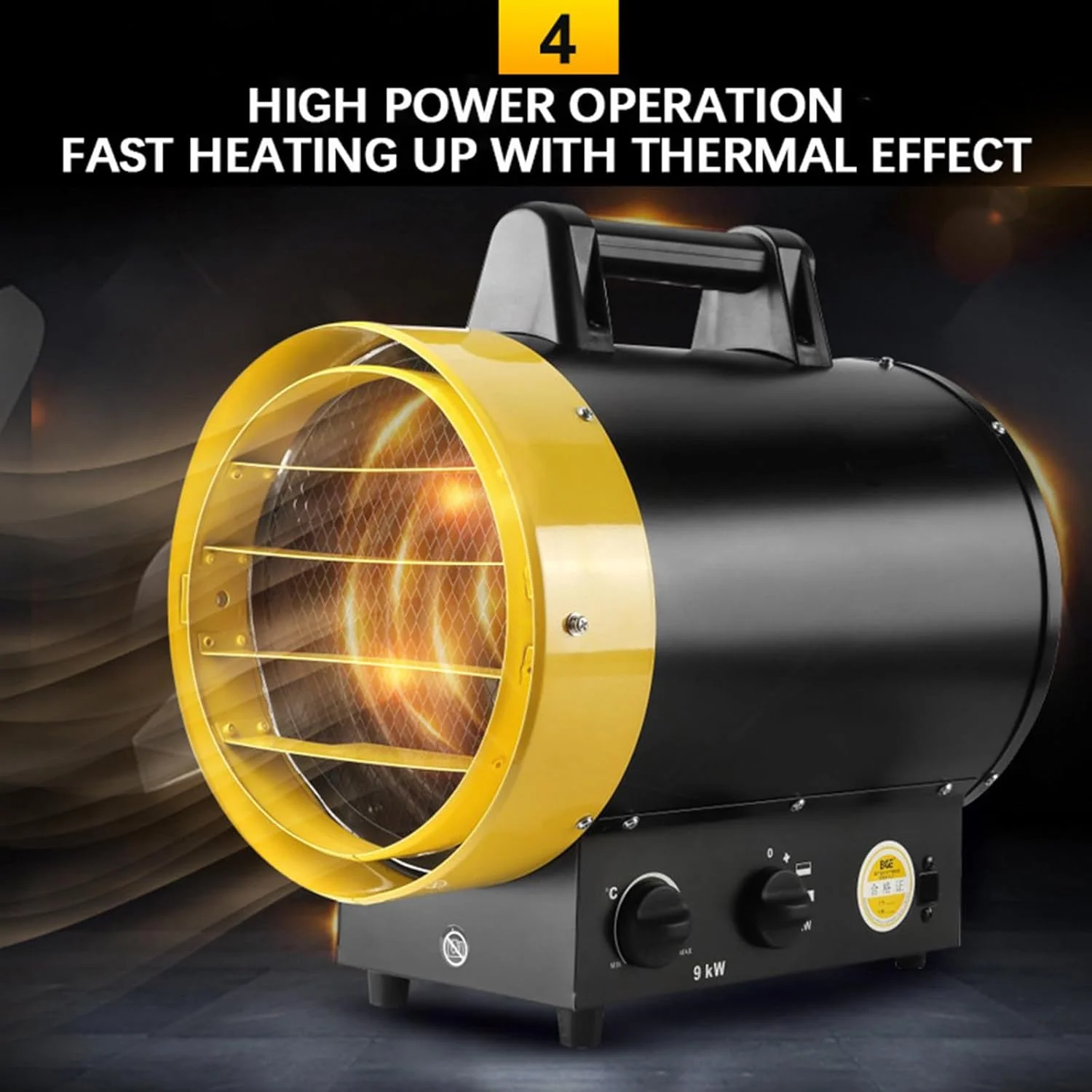 بخاری برقی صنعتی خانگی DPKKJFB با توان 3KW 5KW 9KW، بخاری فن دار برقی قابل حمل، گرمایش سریع، دمای ثابت، بخاری فضایی، 3 کیلو وات
