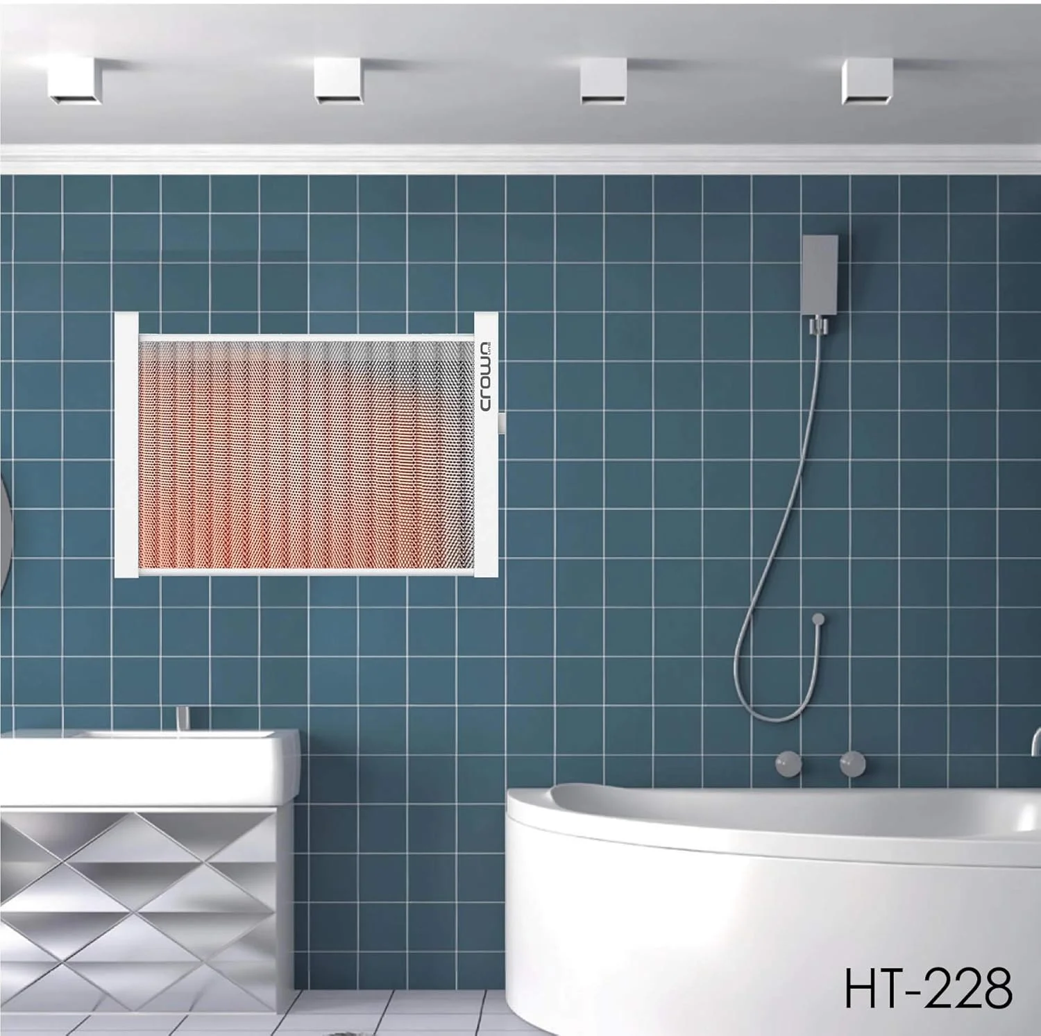 بخاری میکا پنلی Crownline، سفید، 4.6 کیلوگرم، HT-228 "حداقل 1 سال گارانتی سازنده"