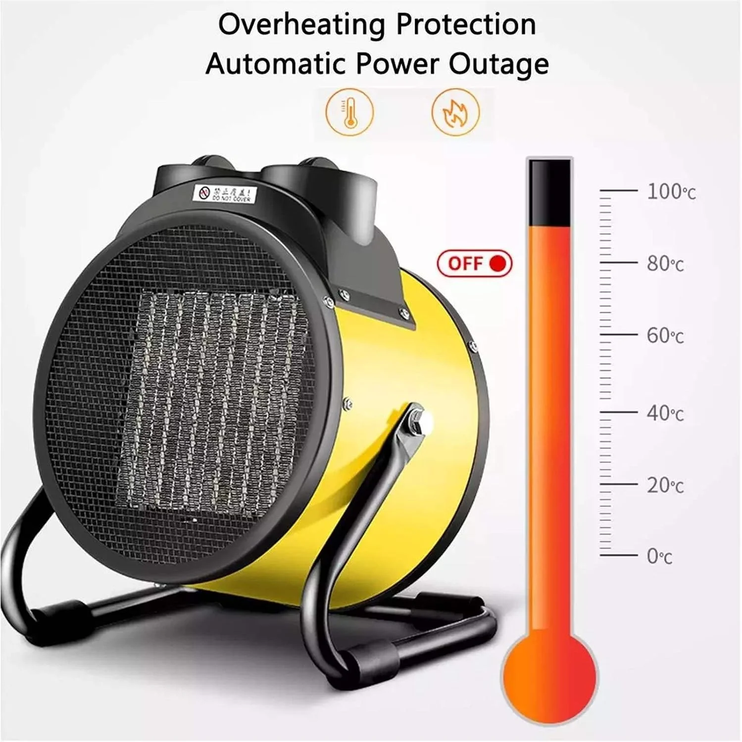بخاری برقی فن دار ONDIAN صنعتی خانگی قابل حمل سرامیکی حمام 2000W/3000W بخاری هوای پرقدرت بخاری فن دار سرامیکی (رنگ: 3000W)