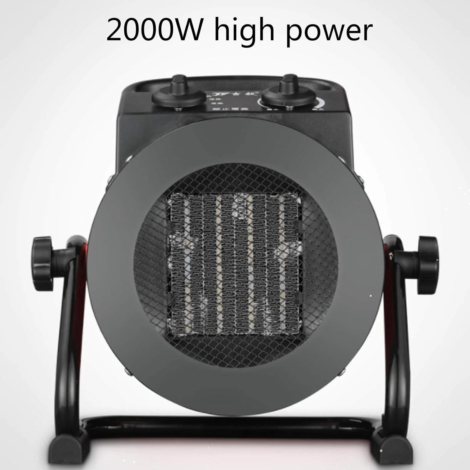 بخاری فن دار 2000 وات SSCYHT، بخاری برقی، بخاری صنعتی، بخاری فضایی PTC با گرمایش سریع و سر قابل تنظیم شیب برای استفاده در گاراژ، کارخانه، زیرزمین و فضای باز