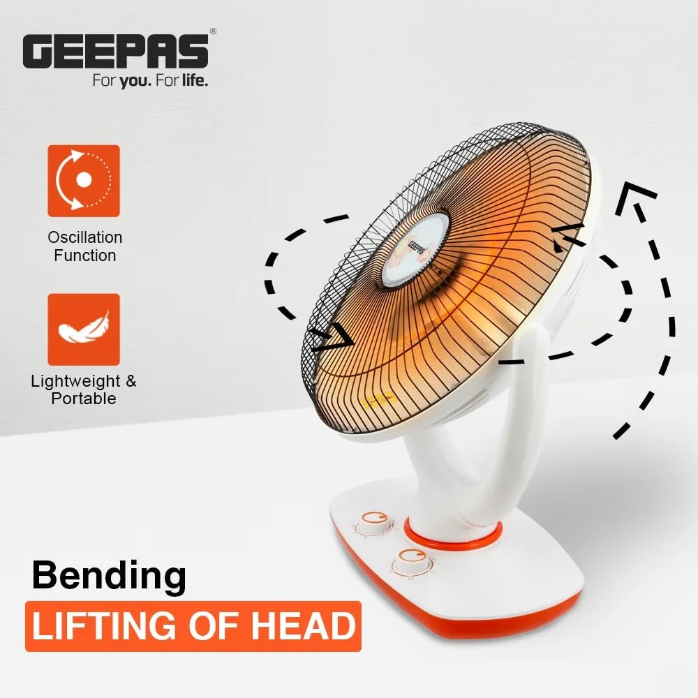 بخاری هالوژنی پایه دار Geepas مدل GRH9548 | بخاری با عملکرد بالا با 2 حالت گرمایش، تایمر 1 ساعته | قابلیت خم شدن/بالا بردن سر و کلید ایمنی واژگونی | سفید و نارنجی بخاری هالوژنی پایه دار Geepas مدل GRH9548 | بخاری با عملکرد بالا با 2 حالت گرمایش، تایمر 1 ساعته | قابلیت خم شدن/بالا بردن سر و کلید ایمنی واژگونی | سفید و نارنجی
