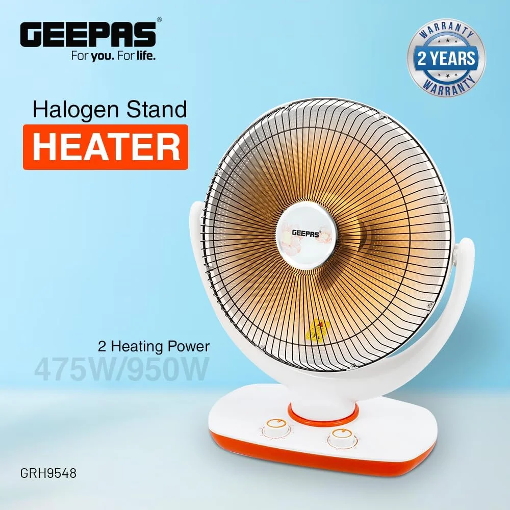بخاری هالوژنی پایه دار Geepas مدل GRH9548 | بخاری با عملکرد بالا با 2 حالت گرمایش، تایمر 1 ساعته | قابلیت خم شدن/بالا بردن سر و کلید ایمنی واژگونی | سفید و نارنجی بخاری هالوژنی پایه دار Geepas مدل GRH9548 | بخاری با عملکرد بالا با 2 حالت گرمایش، تایمر 1 ساعته | قابلیت خم شدن/بالا بردن سر و کلید ایمنی واژگونی | سفید و نارنجی