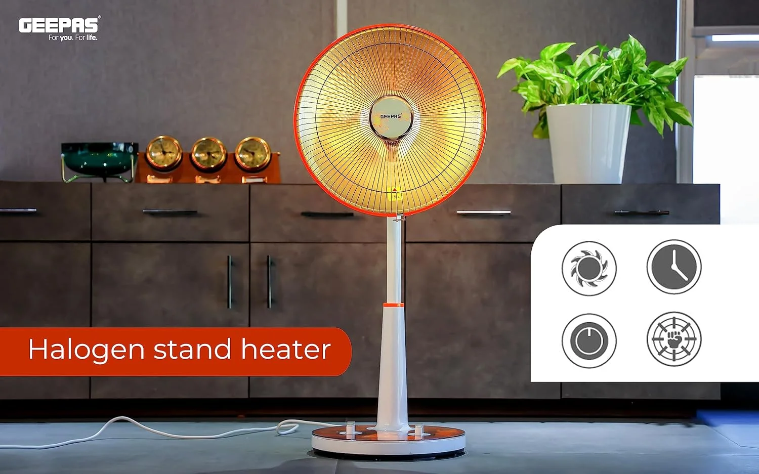 هیتر هالوژنی ایستاده جیپاس مدل GRH9547 | هیتر با عملکرد بالا با توان گرمایشی 950 وات، تایمر 1 ساعته | قابلیت خم شدن/بالا بردن سر، ایده آل برای استفاده در خانه و محل کار هیتر هالوژنی ایستاده جیپاس مدل GRH9547 | هیتر با عملکرد بالا با توان گرمایشی 950 وات، تایمر 1 ساعته | قابلیت خم شدن/بالا بردن سر، ایده آل برای استفاده در خانه و محل کار