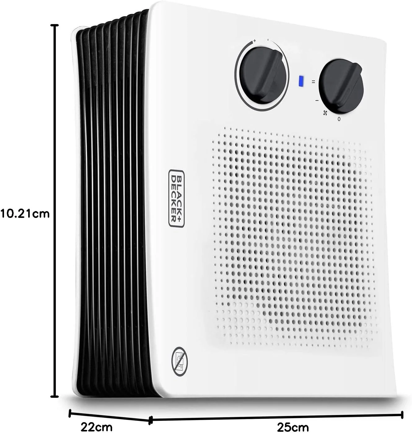 بخاری فن دار بلک اند دکر BXSH2001E - توان 2000 وات، 2 سطح حرارت، عملکرد تهویه، ترموستات قابل تنظیم، مناسب برای فضاهای تا 15 متر مربع، محافظت در برابر گرمای بیش از حد، نشانگر LED، سفید