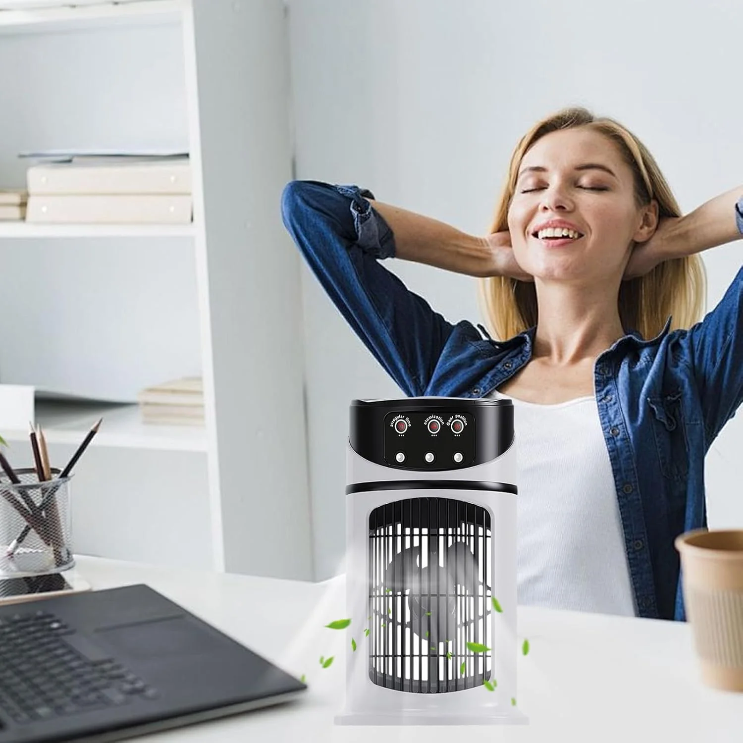 کولر هوای قابل حمل، فن مرطوب کننده برای میز، دستگاه خنک کننده قابل حمل با نور LED و 3 سرعت باد برای اتاق کودکان، آپارتمان، دفتر، کمپینگ، مطالعه کولر هوای قابل حمل، فن مرطوب کننده برای میز، دستگاه خنک کننده قابل حمل با نور LED و 3 سرعت باد برای اتاق کودکان، آپارتمان، دفتر، کمپینگ، مطالعه