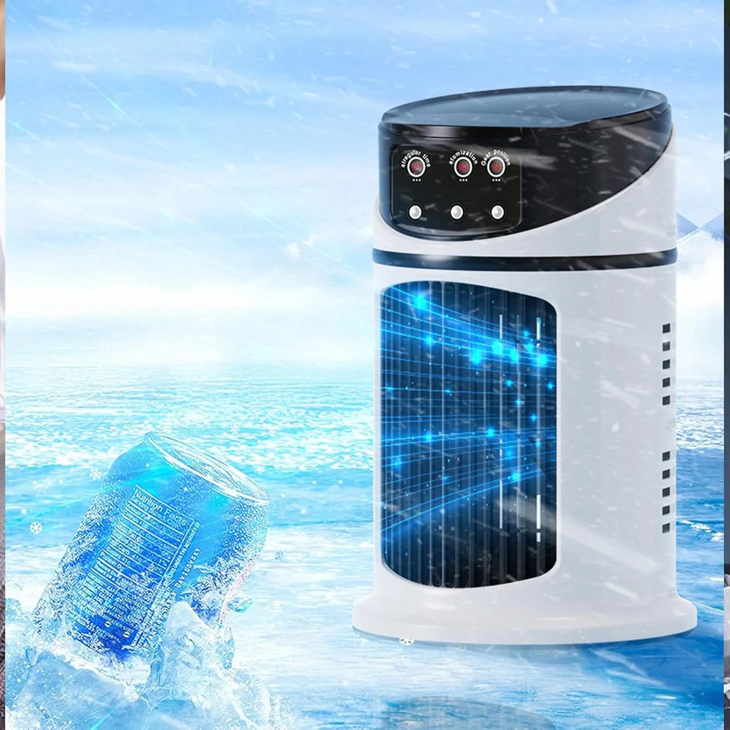 کولر هوای قابل حمل - فن مرطوب کننده با نور - دستگاه خنک کننده 3 سرعت باد با نور LED برای خوابگاه ها، اتاق خواب، دفتر، اتاق کودکان، کمپینگ در فضای باز، مطالعه، آپارتمان کولر هوای قابل حمل - فن مرطوب کننده با نور - دستگاه خنک کننده 3 سرعت باد با نور LED برای خوابگاه ها، اتاق خواب، دفتر، اتاق کودکان، کمپینگ در فضای باز، مطالعه، آپارتمان