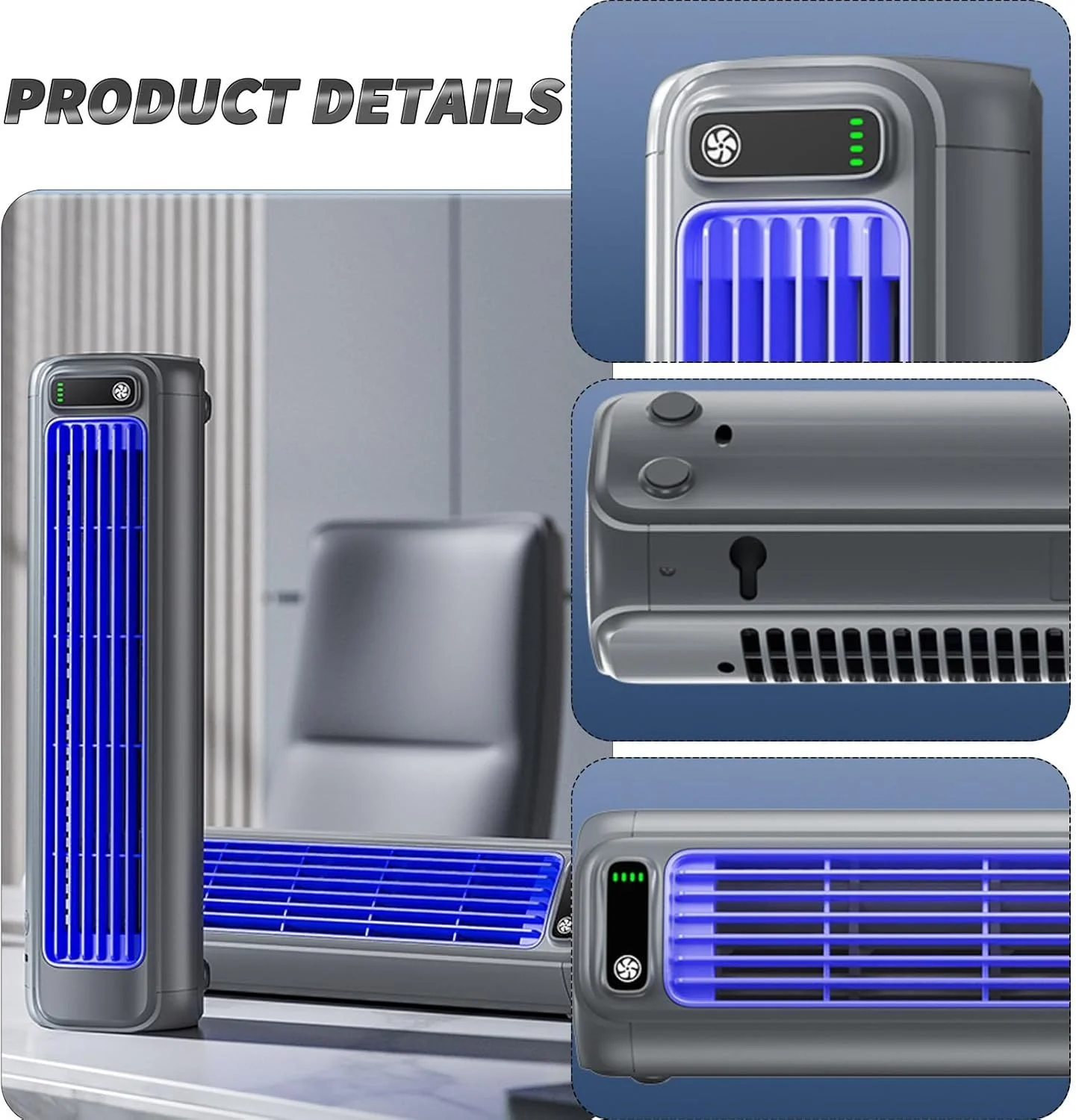 کولر گازی قابل حمل SACLI Cooling Ace، فن خنک کننده بی صدا، کولر گازی برج قابل شارژ با 3 سرعت برای اتاق خواب، دفتر، حمام یا آشپزخانه (خاکستری) کولر گازی قابل حمل SACLI Cooling Ace، فن خنک کننده بی صدا، کولر گازی برج قابل شارژ با 3 سرعت برای اتاق خواب، دفتر، حمام یا آشپزخانه (خاکستری)