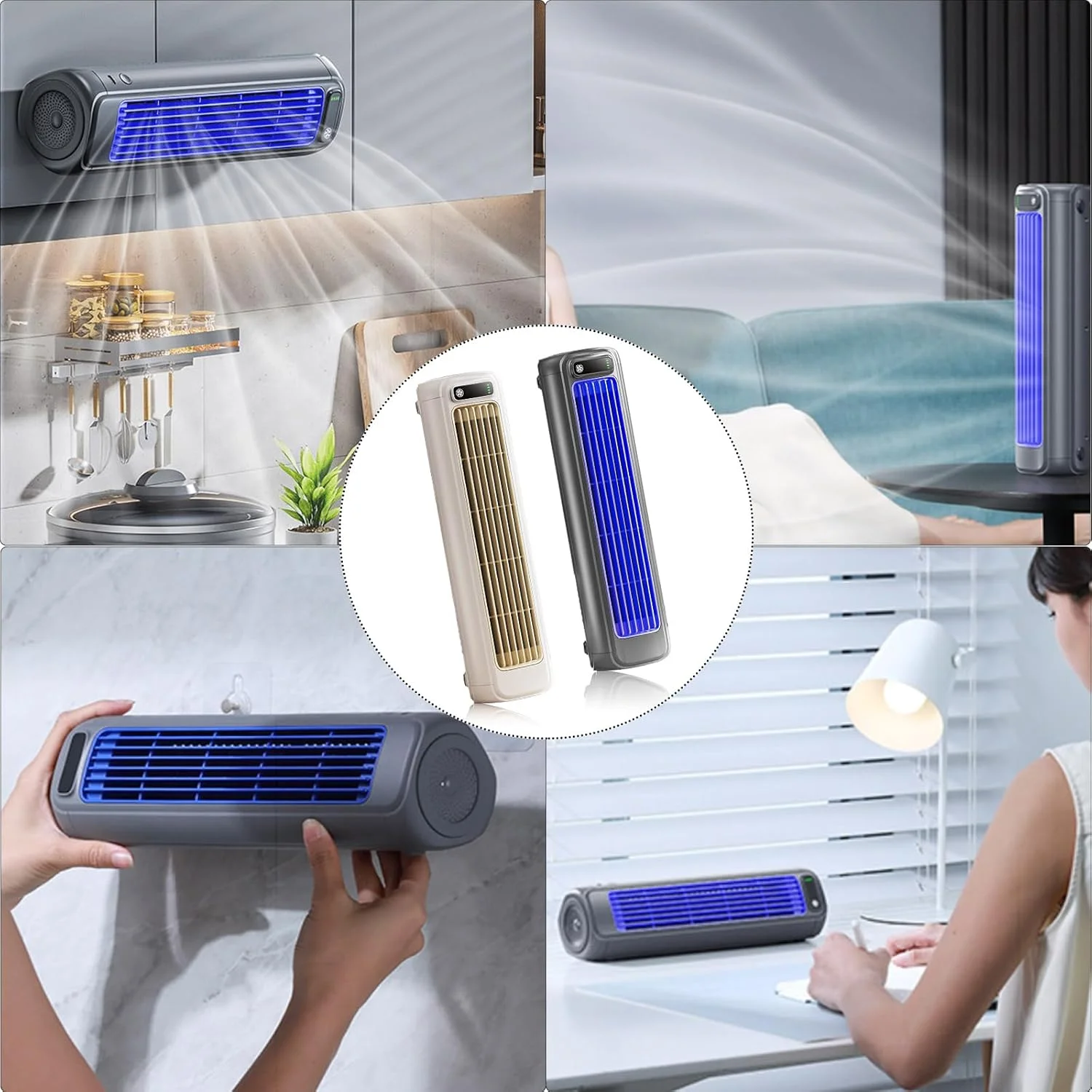کولر گازی قابل حمل SACLI Cooling Ace، فن خنک کننده بی صدا، کولر گازی برج قابل شارژ با 3 سرعت برای اتاق خواب، دفتر، حمام یا آشپزخانه (خاکستری) کولر گازی قابل حمل SACLI Cooling Ace، فن خنک کننده بی صدا، کولر گازی برج قابل شارژ با 3 سرعت برای اتاق خواب، دفتر، حمام یا آشپزخانه (خاکستری)
