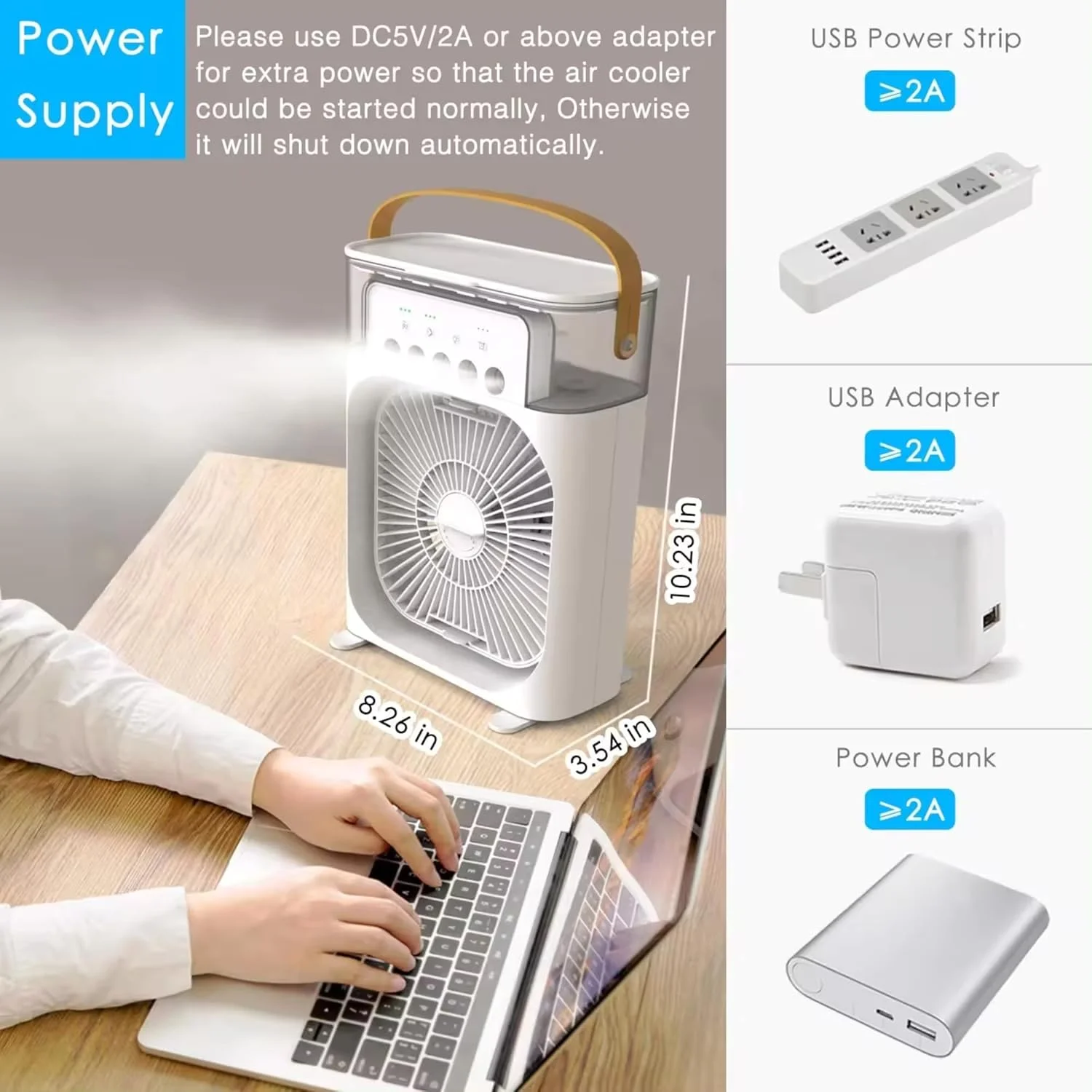 کولر گازی قابل حمل VUITTOX، کولر تبخیری کوچک، کولر 600 میلی لیتری با 3 سرعت، تهویه مطبوع شخصی USB با 7 چراغ LED، فن خنک کننده AC تایمر 1-3 ساعته برای اتاق کار اداری منزل، (سفید) کولر گازی قابل حمل VUITTOX، کولر تبخیری کوچک، کولر 600 میلی لیتری با 3 سرعت، تهویه مطبوع شخصی USB با 7 چراغ LED، فن خنک کننده AC تایمر 1-3 ساعته برای اتاق کار اداری منزل، (سفید)