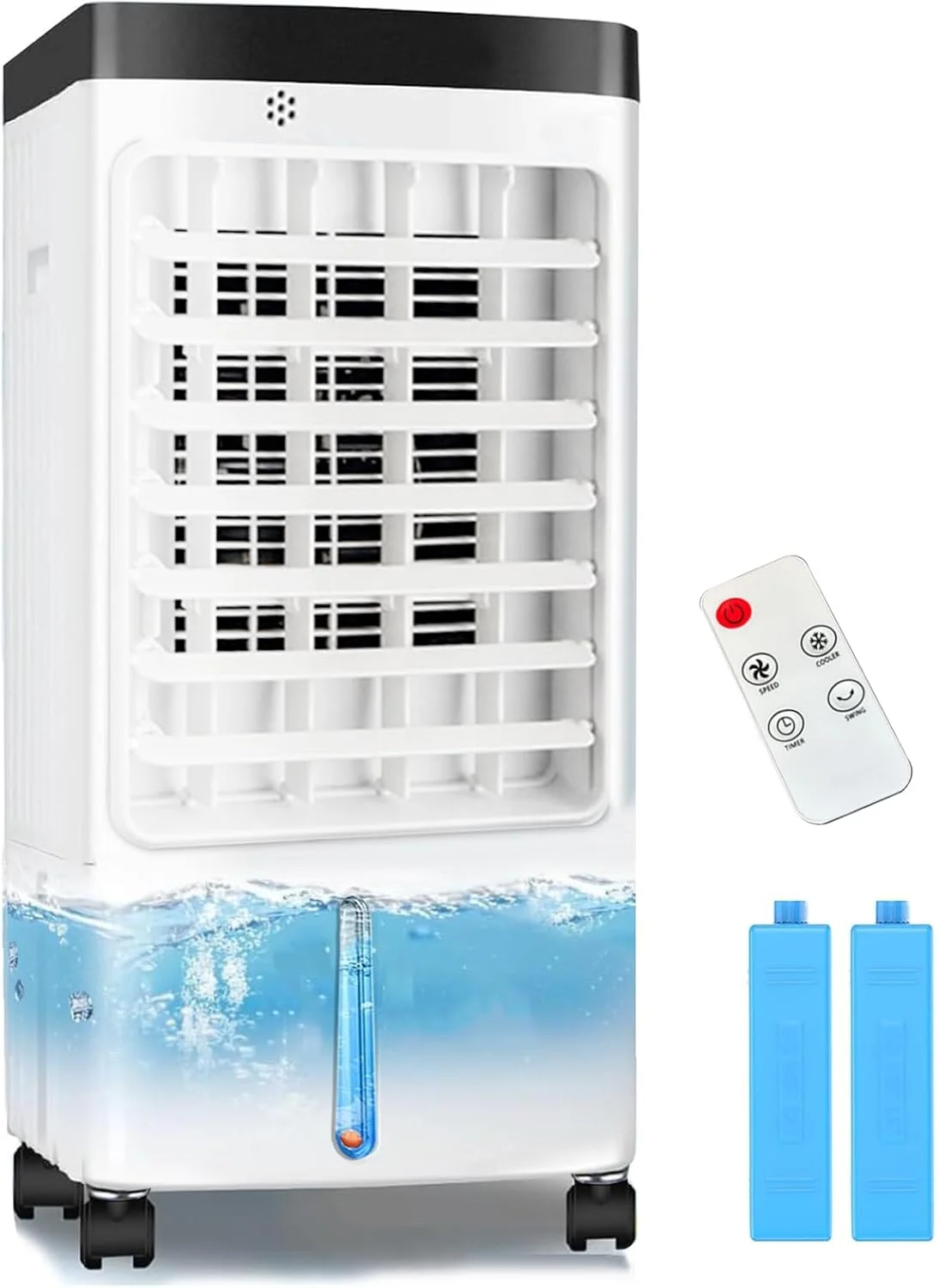 کولر آبی تبخیری Pomefar 3 در 1، فن خنک کننده قابل حمل برای تابستان با تایمر و ریموت، کولر گازی نوسانی 3 سرعته، کولر شخصی اتاق برای استفاده در داخل خانه، آشپزخانه، اتاق خواب، دفتر کار