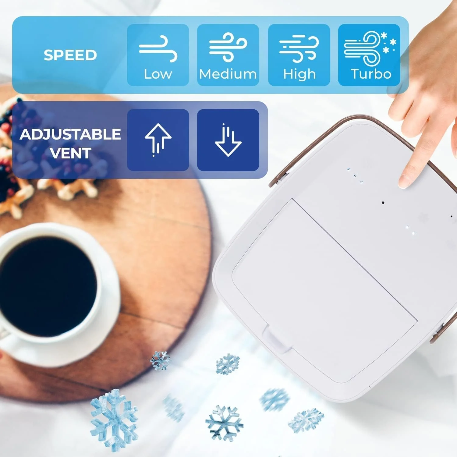 کولر آبی تبخیری XTECH برای اتاق، کولرهای کوچک قابل حمل 4 سرعته با رطوبت ساز، واحد خنک کننده شخصی داخلی در اتاق خواب، دفتر کار خانگی و کمپینگ، قابل شارژ USB برای اتاق خواب و خانه