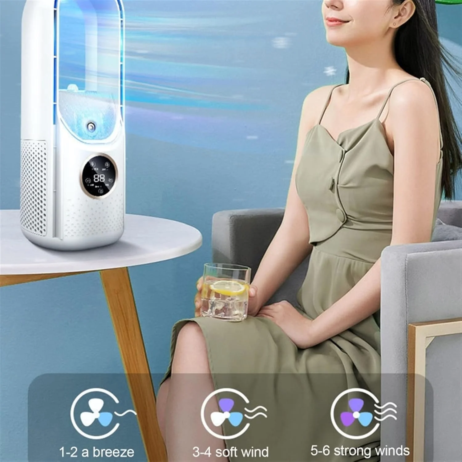کولر گازی کوچک WMGSDWB، کولر تبخیری شخصی، فن خنک کننده قابل حمل و بی صدا (سفید)
